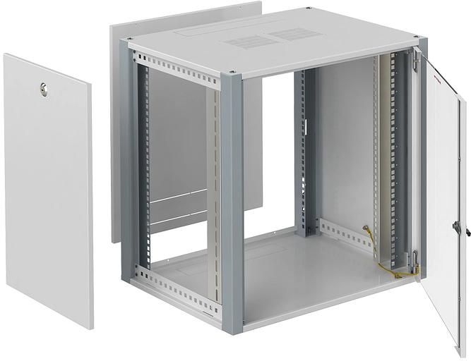 Шкаф коммутационный Sysmatrix (WP 6409.710) настенный 9U 600x450мм пер.дв.стекл 60кг серый фото 2