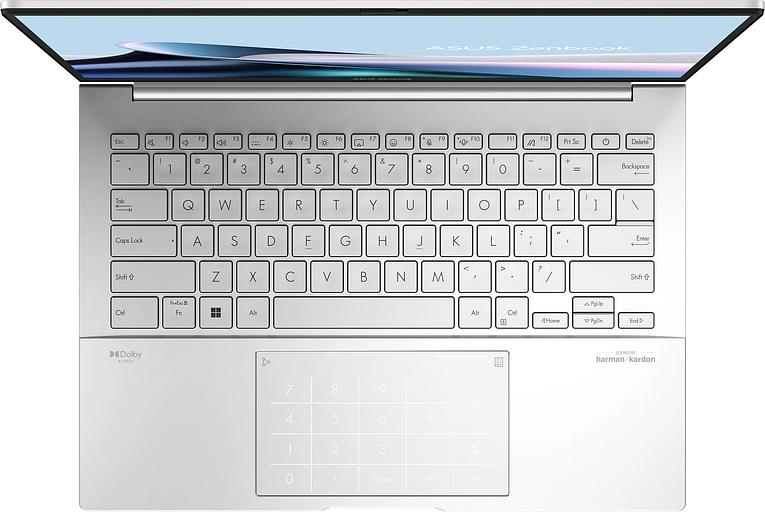 Ноутбук Asus Zenbook 14 OLED UX3405MA-QD993 Core Ultra 9 185H 16Gb SSD512Gb Intel Arc 14" OLED FHD+ (1920x1200) noOS silver WiFi BT Cam Bag (90NB11R2-M01SV0) фото 4