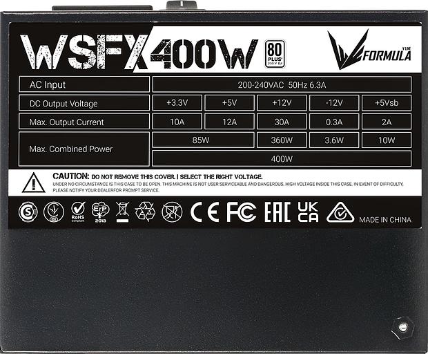 Блок питания Formula SFX 400W WSFX-400 80 PLUS WHITE (20+4pin) APFC 80mm fan 3xSATA Cab Manag RTL фото 5