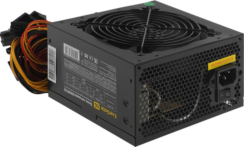 Блок питания 500W Exegate 500NPXE(+PFC), ATX, black, 12cm fan, 24+4pin, 6pin PCI-E, 3*SATA фото 2