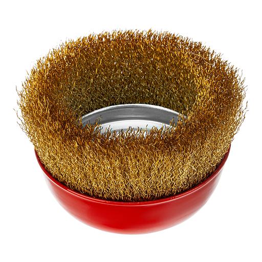 Щетка MATRIX для УШМ, 125 мм, М14, "чашка", латунированная витая проволока// 74606 фото 2