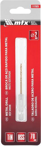 Сверло по металлу, 2 мм, HSS, нитридтитановое покрытие, 6-гранный хвостовик// Matrix фото 6