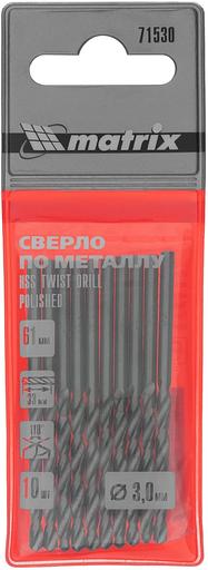 Сверло по металлу, 3,0 мм, полированное, HSS, 10 шт. цилиндрический хвостовик// Matrix фото 5