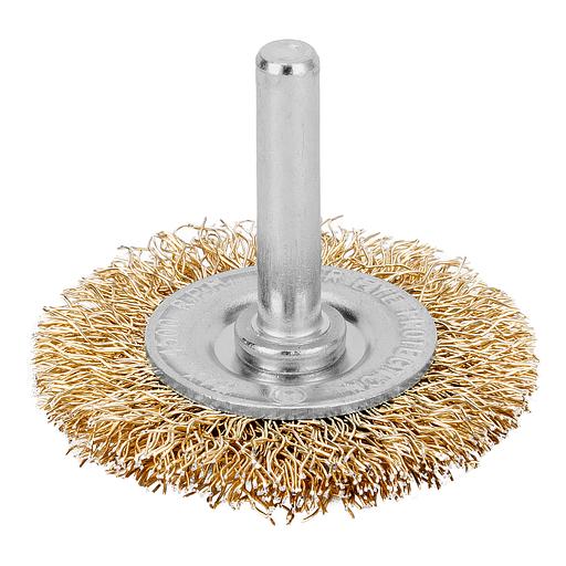 Щетка для дрели, 50 мм, плоская со шпилькой, латунированная витая проволока Matrix фото 1