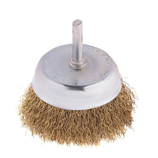 Щетка для дрели, 75 мм, "чашка" со шпилькой, латунированная витая проволока Matrix фото 1