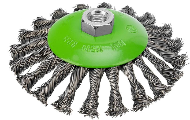 Щетка для УШМ, 125 мм, М14, Тарелка, крученая проволока 0,5 мм// Сибртех фото 1