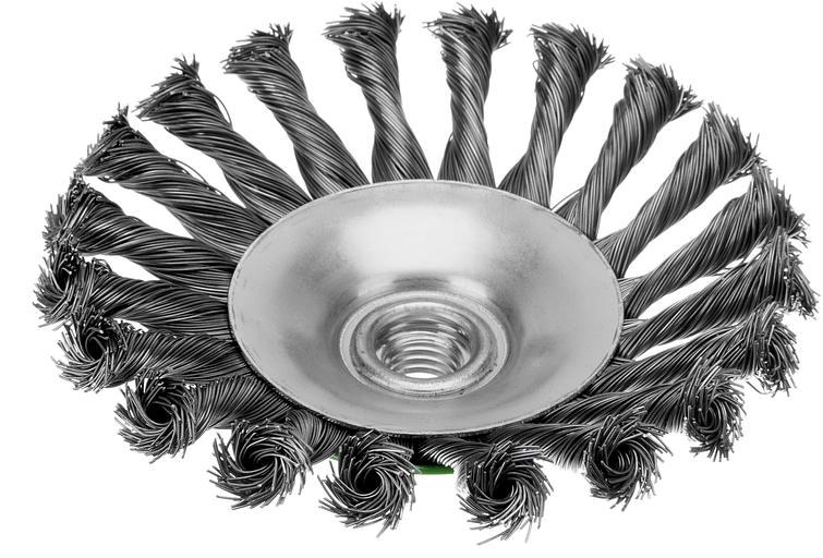 Щетка для УШМ, 125 мм, М14, Тарелка, крученая проволока 0,5 мм// Сибртех фото 2