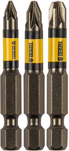 Набор бит комбинированный 3 шт., PZ1, PZ2, PZ3, 50 мм, сталь S2// Denzel фото 1