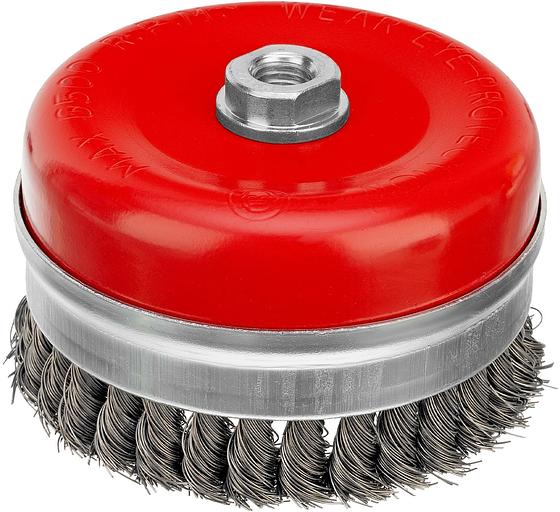 Щетка для УШМ Heavy Duty, 125 мм, М14, Чашка, крученая проволока 0,5 мм// Matrix фото 1
