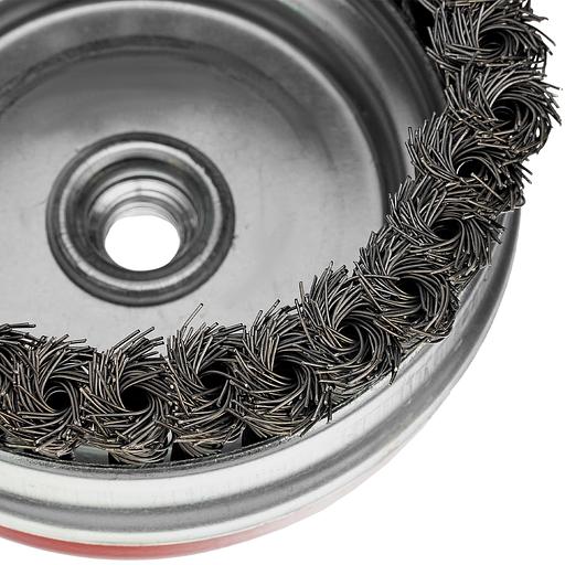 Щетка для УШМ Heavy Duty, 125 мм, М14, Чашка, крученая проволока 0,5 мм// Matrix фото 5