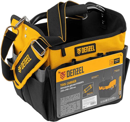 Переноска для инструмента, 260х240х300 мм, 22 кармана, наплечный ремень// Denzel фото 5