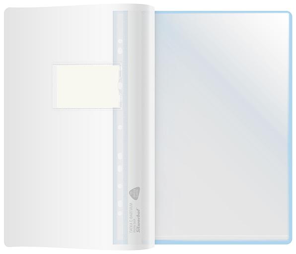 Папка-скоросшиватель Silwerhof A4 прозрач.верх.лист 20 вкладышей боков.перф. полипропилен голубой фото 3