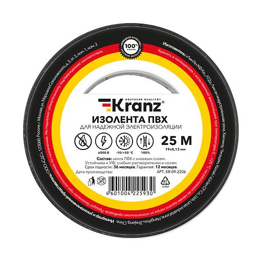 Изолента ПВХ 0.13х19мм 25м черн. Kranz KR-09-2206 фото 1