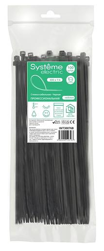 Стяжка кабельная 300х7.6 черн. (уп.100шт) SE IMT30076B фото 1