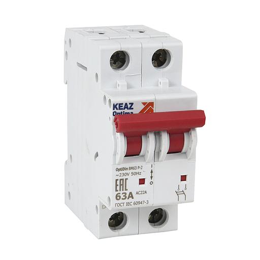 Выключатель нагрузки модульный 2п 40А OptiDin BM63Р УХЛ3 КЭАЗ 103893 фото 1