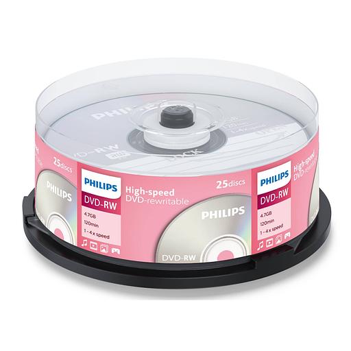 Диск DVD-RW Philips 4.7 Gb, 4x, Cake Box (25) фото 1