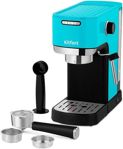 Кофеварка рожковая Kitfort КТ-7461 1350Вт бирюзовый/черный фото 10