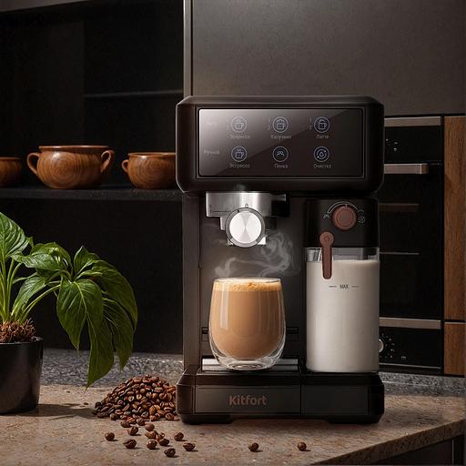 Кофеварка рожковая Kitfort КТ-7554 1350Вт черный фото 7