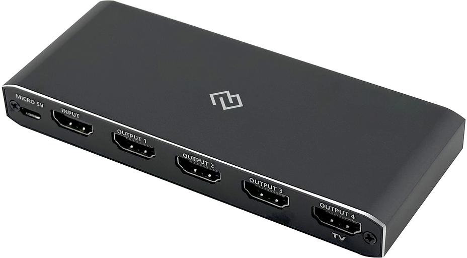 Сплиттер аудио-видео Digma DHSP-v2x4 HDMI (f)/4xHDMI (f) черный фото 1