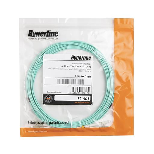 Кабель оптический Hyperline FC-D2-503-LC/PR-SC/PR-H-5M-LSZH-BK Патч-корд волоконно-оптический (шнур) MM 50/125(OM3), LC-SC, duplex, 10G, LSZH, 5м, черный фото 5