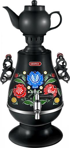 Самовар Centek CT-0091 B (черн+рисунок), 4.0л, 2300Вт, поддерж.t + LED индикатор, керам заварник фото 1
