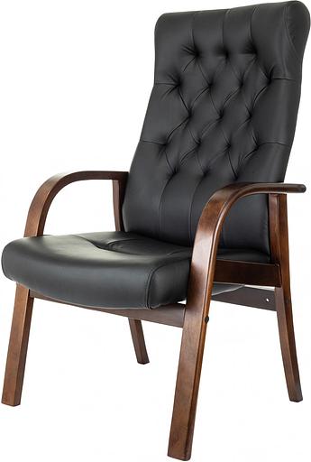 Кресло Бюрократ T-9928WALNUT-CF черный кожа на ножках дерево фото 3