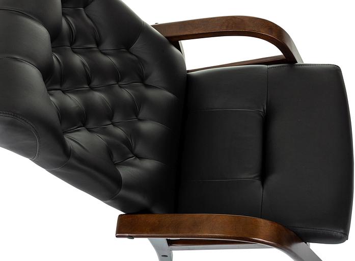 Кресло Бюрократ T-9928WALNUT-CF черный кожа на ножках дерево фото 6