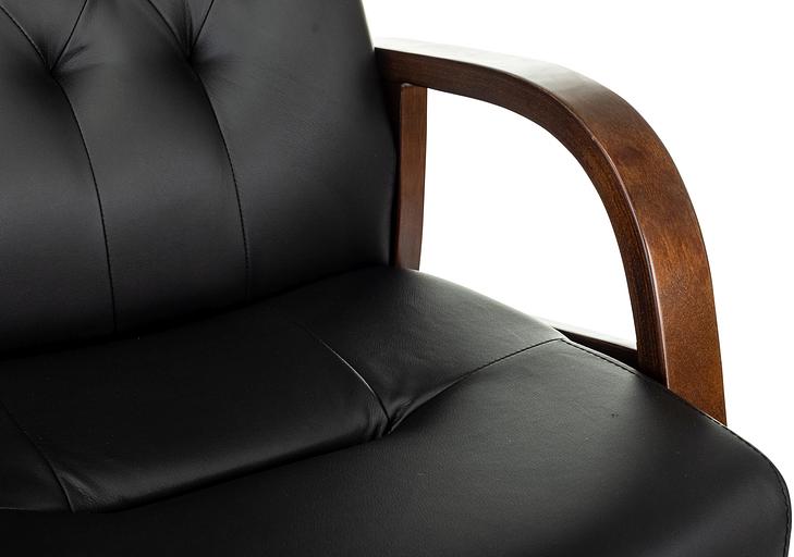 Кресло Бюрократ T-9928WALNUT-CF черный кожа на ножках дерево фото 10