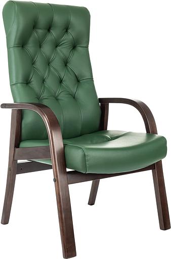 Кресло Бюрократ T-9928WALNUT-CF зеленый кожа на ножках дерево фото 1