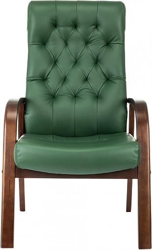 Кресло Бюрократ T-9928WALNUT-CF зеленый кожа на ножках дерево фото 2