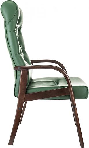 Кресло Бюрократ T-9928WALNUT-CF зеленый кожа на ножках дерево фото 4