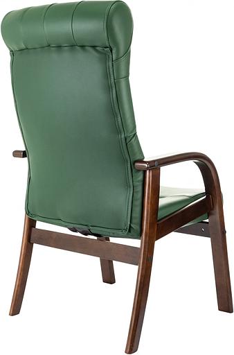 Кресло Бюрократ T-9928WALNUT-CF зеленый кожа на ножках дерево фото 5
