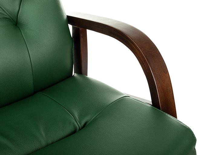 Кресло Бюрократ T-9928WALNUT-CF зеленый кожа на ножках дерево фото 10