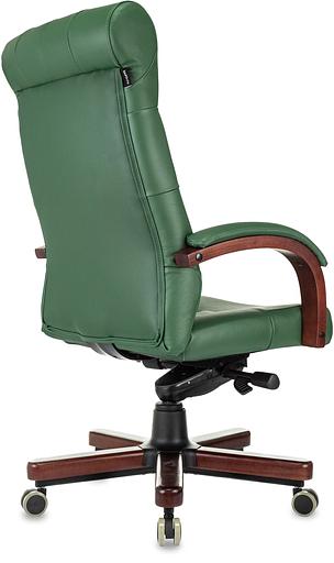 Кресло руководителя Бюрократ T-9928Walnut зеленый кожа крестов. металл/дерево фото 4