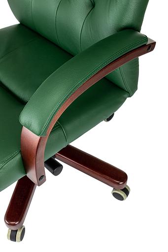 Кресло руководителя Бюрократ T-9928Walnut зеленый кожа крестов. металл/дерево фото 6
