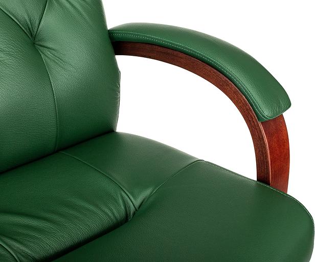 Кресло руководителя Бюрократ T-9928Walnut зеленый кожа крестов. металл/дерево фото 9