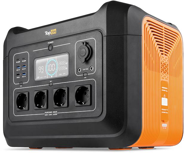 Электростанция портативная TopON TOP-X2400 697500mAh 10A QC3.0/PD3.0 3xUSB черный/оранжевый (103260) фото 1