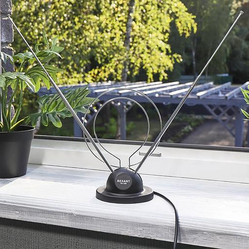 ТB антенна комнатная телескопическая на подставке «Усы + кольцо», RX-100 REXANT фото 2