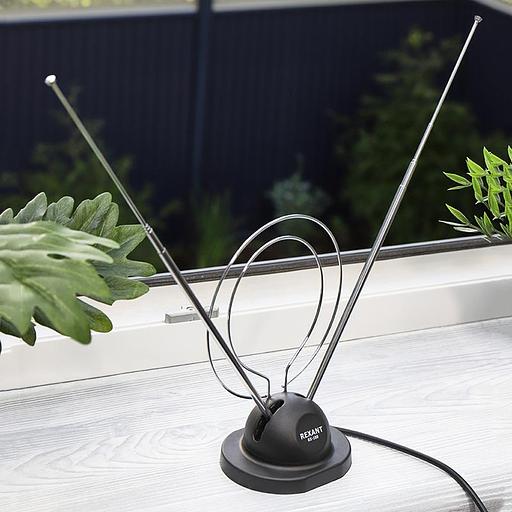 ТB антенна комнатная телескопическая на подставке «Усы + кольцо», RX-100 REXANT фото 3