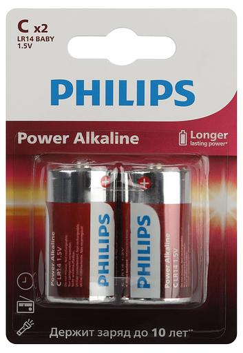 Элемент питания алкалиновый C/LR14 1.5В Power (блист. 2шт) Philips Б0062687 фото 1