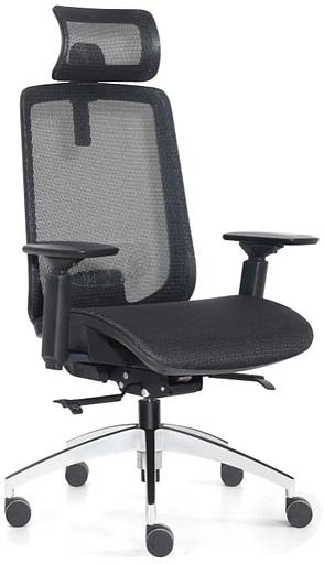 Кресло руководителя Бюрократ MC-1015-H черный сетка с подголов. крестов. алюминий фото 1