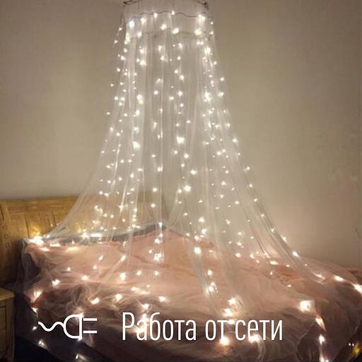 Гирлянда-Пучок 1,8м x 7 нитей 126LED прозрачный провод от 220V фото 2