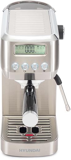 Кофеварка рожковая Hyundai HEM-9990 1350Вт серебристый фото 2