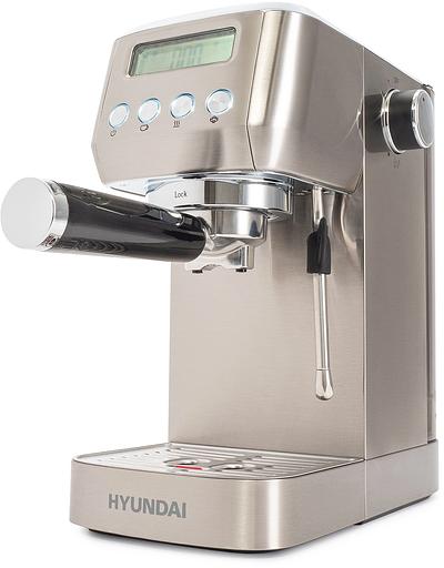 Кофеварка рожковая Hyundai HEM-9990 1350Вт серебристый фото 3