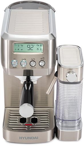 Кофеварка рожковая Hyundai HEM-9999 1350Вт серебристый фото 2