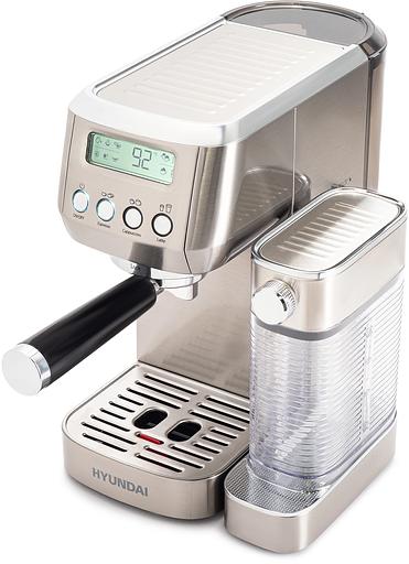 Кофеварка рожковая Hyundai HEM-9999 1350Вт серебристый фото 4