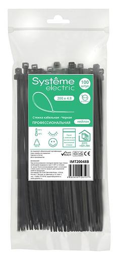 Стяжка кабельная 200х4.8 черн. (уп.100шт) SE IMT20048B фото 1