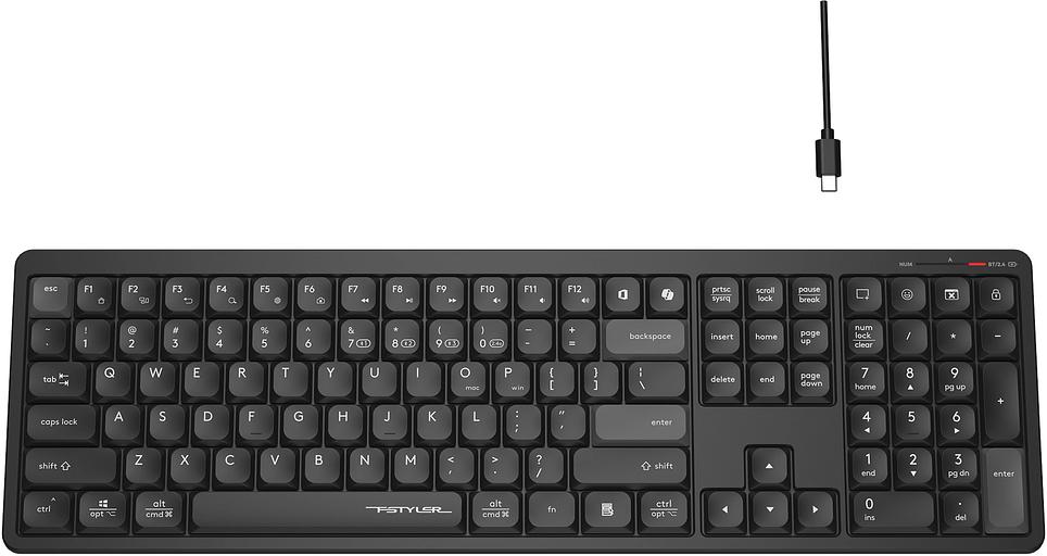 Клавиатура A4Tech Fstyler FBX55C черный USB беспроводная BT/Radio slim Multimedia (FBX55C) фото 7