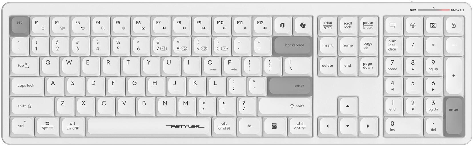 Клавиатура A4Tech Fstyler FBX55C белый USB беспроводная BT/Radio slim Multimedia (FBX55C) фото 1