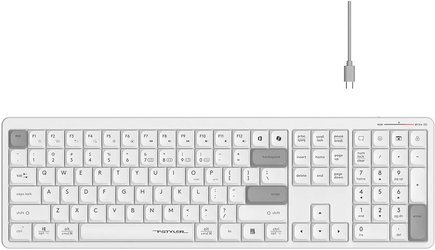 Клавиатура A4Tech Fstyler FBX55C белый USB беспроводная BT/Radio slim Multimedia (FBX55C) фото 2